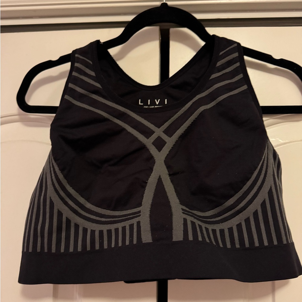 Lane Bryant Black and Gray Patterned Sports Bra